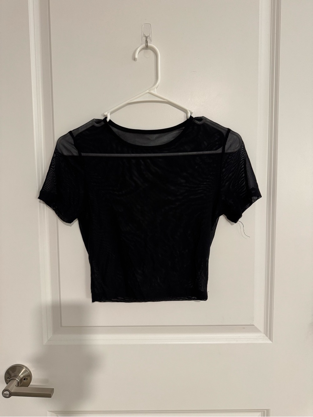 Black Sheer Short Sleeve Crop Top
